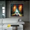 Hand Painted Oil Painting Original Romantic Cityscape Oil Painting On Canvas Large Wall Art Abstract Colorful Forest Painting Custom Tree Painting Bed