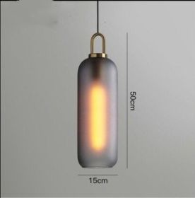 Nordic Simple Modern Glass Ball Chandelier Milk Tea Shop Clear Bar Restaurant Chandelier (Option: Cylinder 15cm frosted soot-Light source free)