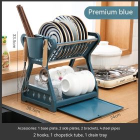 Kitchen Rack Utensils Drying And Washing Draining Bowl Rack (Option: C High End Blue)