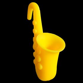 Horn Saxophone Shape Silicone Pot Cover Raised Overflow Preventer (Color: Yellow)