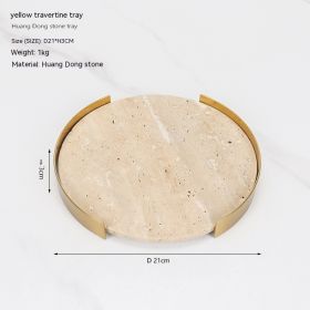 Natural Marble Round Metal Frame Tray Desktop Storage Display Plate (Option: 20cm)