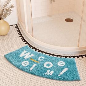 Absorbent Floor Mat Fan-shaped Carpet Shower Room Door Mat Bathroom Non-slip (Option: Arc WELCOME-42 X100cm Crystal Velvet Thin)