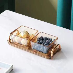 Dried Fruit Tray Living Room Home Glass Fruit Snack Dish Grid Candy Plate (Option: Amber Tray 1 2 Plates)