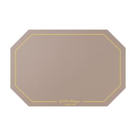 Octagonal Leather Placemat Waterproof Household Table Mat Heat Proof Mat Placemat (Option: Beige Apricot)