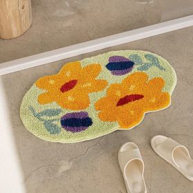 Bathroom Entrance Door Mat Blanket Bathroom Absorbent Floor Mat (Option: Flower Dance Shaped-50 X80cm Imitation Cashmere)