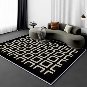 Living Room Carpet Fully Covered Bedroom And Household Sofa Table Carpet Bedside Stain-resistant Non-slip Foot Mat (Option: Rule Series Square-140200cm Crystal Velvet)