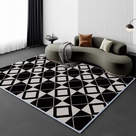 Living Room Carpet Fully Covered Bedroom And Household Sofa Table Carpet Bedside Stain-resistant Non-slip Foot Mat (Option: Rule Series Diamond-80160cm Crystal Velvet)