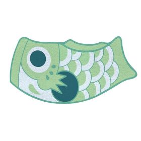 Carp Streamer Floor Mat Stain-resistant Washable Floor Mat Pvc Cutting Pvc Loop Floor Mat (Option: Green Carp-37 √ó 70cm)