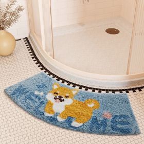 Absorbent Floor Mat Fan-shaped Carpet Shower Room Door Mat Bathroom Non-slip (Option: Arc Waiting For You To Go Home-40 X75cm Thick Cashmere)