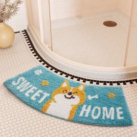 Absorbent Floor Mat Fan-shaped Carpet Shower Room Door Mat Bathroom Non-slip (Option: Arc Cured Wangchai-40 X75cm Thick Cashmere)