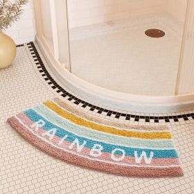 Absorbent Floor Mat Fan-shaped Carpet Shower Room Door Mat Bathroom Non-slip (Option: Arc RAINBOW-40 X75cm Thick Cashmere)